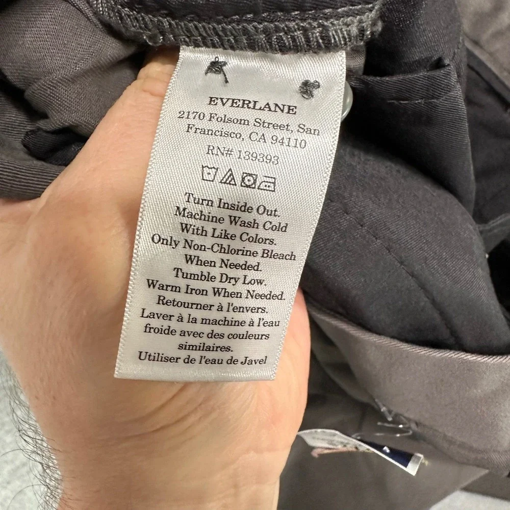 Everlane Uniform Performance Chino Slim Fit Slate Grey Mens Pants 30x34 NEW